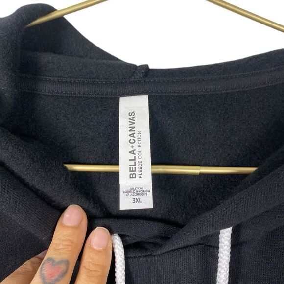 Bella + Canvas  Unisex Sponge Fleece Pullover Hooded Sweatshirt Black  3X WP463 - Picture 2 of 7